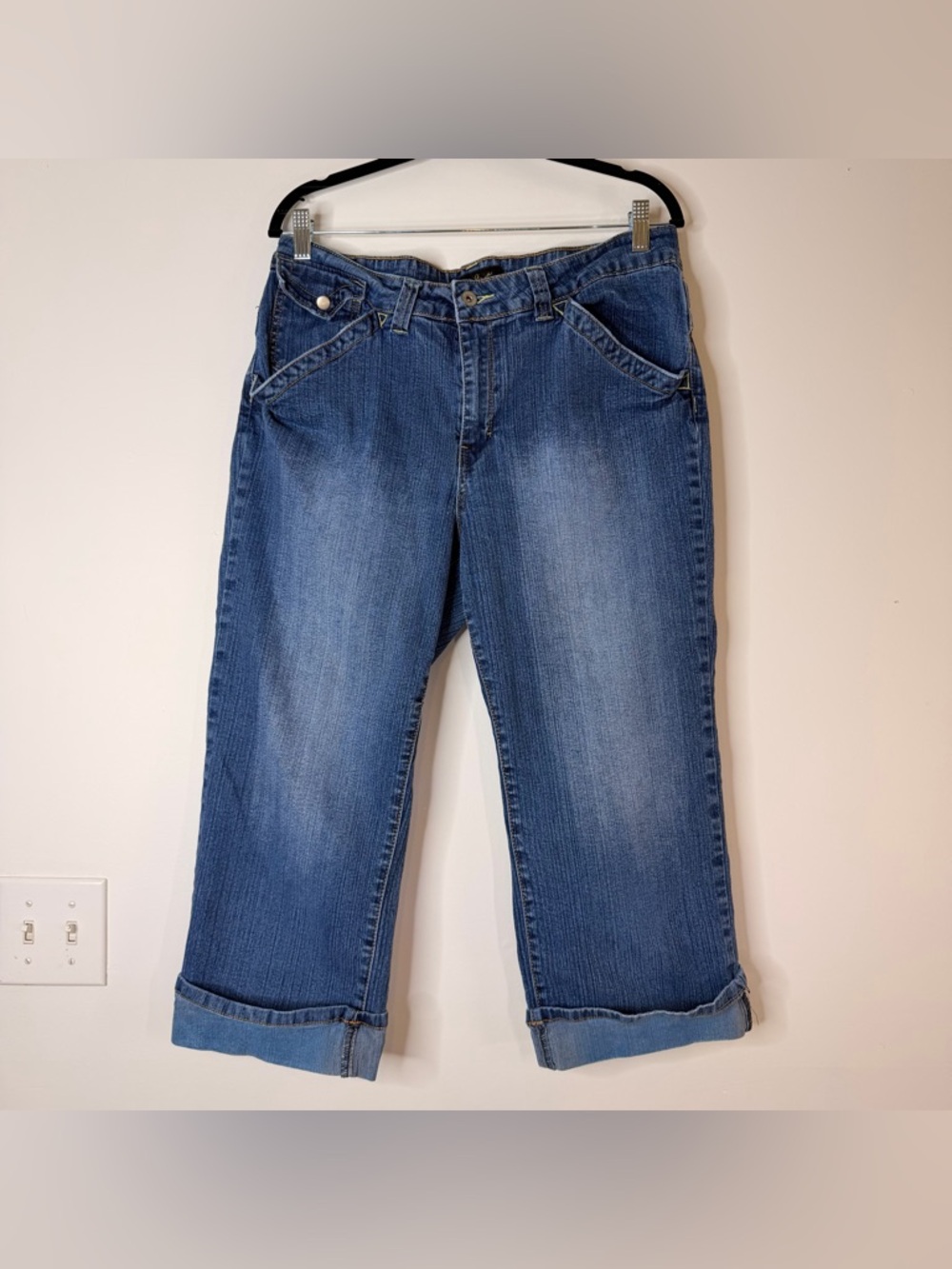 Ashley Stewart | Cuffed Blue Denim Capri Jean Pant 16